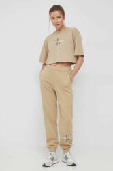 Calvin Klein Jeans pantaloni de trening femei, culoarea bej, cu imprimeu PPYX-SPD04A_80X