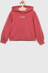 Tommy Hilfiger bluza copii culoarea roz, cu glugă, cu imprimeu PPYX-BLG01B_42X