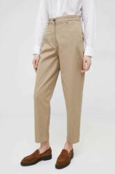 Tommy Hilfiger pantaloni de bumbac femei, culoarea bej, fason chinos, high waist PPYX-SPD016_80X