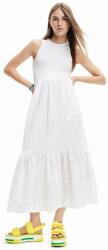 Desigual rochie culoarea alb, midi, drept PPYX-SUD18W_00X