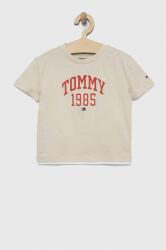 Tommy Hilfiger tricou de bumbac pentru copii culoarea bej, cu imprimeu PPYX-TSB08W_01X