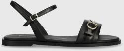 Calvin Klein sandale de piele ALMOND SANDAL W/HW femei, culoarea negru, HW0HW01483 PPYX-OBD0HS_99X