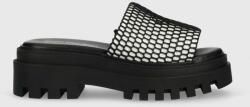 Calvin Klein Jeans papuci TOOTHY COMBAT SANDAL OVER MESH femei, culoarea negru, cu platforma, YW0YW00950 PPYX-KLD014_99X