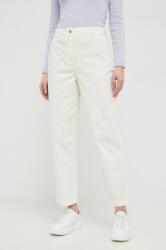 Tommy Hilfiger pantaloni de bumbac culoarea alb, drept, high waist PPYX-SPD0PH_00X