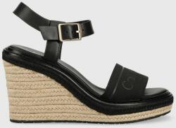 Calvin Klein sandale WEDGE 70HH - HE femei, culoarea negru, toc pana, HW0HW01499 PPYX-OBD0I1_99X