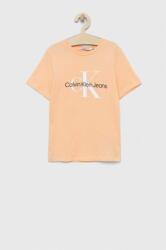 Calvin Klein tricou de bumbac pentru copii culoarea portocaliu, cu imprimeu PPYX-TSB016_20X