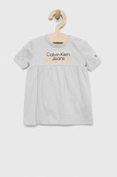 Calvin Klein Jeans rochie fete culoarea gri, mini, evazati PPYX-SUG0BS_09X