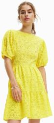 Desigual rochie din bumbac culoarea galben, mini, evazati PPYX-SUD18Y_11X