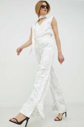 Calvin Klein pantaloni femei, culoarea alb, lat, high waist PPYX-SPD01Y_00X