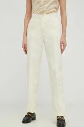 Calvin Klein pantaloni femei, culoarea bej, drept, high waist PPYX-SPD01S_01X