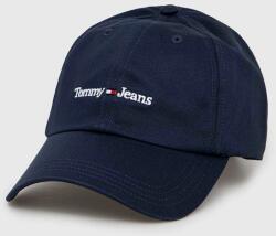 Tommy Jeans șapcă de baseball din bumbac culoarea albastru marin, cu imprimeu PPYX-CAD08E_59X