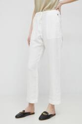 Tommy Hilfiger pantaloni din in culoarea alb, drept, high waist PPYX-SPD0PA_00X