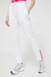 Love Moschino pantaloni de trening din bumbac culoarea alb, neted PPYX-SPD053_00X