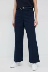Tommy Hilfiger pantaloni femei, culoarea albastru marin, lat, high waist PPYX-SPD0PI_59X