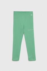 Calvin Klein Jeans leggins copii culoarea verde, cu imprimeu PPYX-LGG003_77X