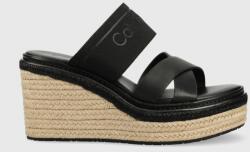 Calvin Klein papuci WEDGE 50HH - HE femei, culoarea negru, toc pana, HW0HW01498 PPYX-KLD029_99X