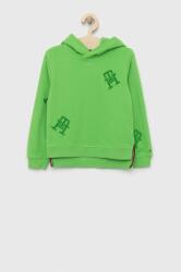 Tommy Hilfiger bluza copii culoarea verde, cu glugă, cu imprimeu PPYX-BLG04T_76X