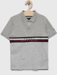 Tommy Hilfiger tricouri polo din bumbac pentru copii culoarea gri, cu imprimeu PPYX-POB022_09X