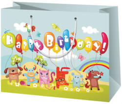 Cardex Nagy színes állatos Happy Birthday ajándéktáska 27x33x14cm (38457C) - jatekshop