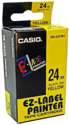 Feliratozógép szalag, 24 mm x 8 m, CASIO, sárga-fekete (XR24YW1)