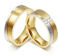 Ékszerkirály Férfi karikagyűrű, rozsdamentes acél, kétszínű hullám, 9-es méret (32564813532_7)
