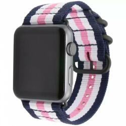 XPRO Apple Watch szőtt műanyag szíj 42mm / 44mm / 45mm / 49mm rózsaszín / fekete csíkos - redmobilshop
