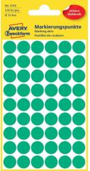 Avery Etikett címke, o12mm, jelölésre, 54 címke/ív, 5 ív/doboz, Avery zöld (3143) - tonerpiac