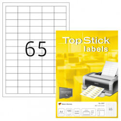 TopStick 38, 1*21, 2 mm TopStick A4 íves etikett címke, fehér színű (100 ív/doboz) (TOPSTICK-8697) - dunasp