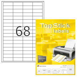 TopStick 48, 5*16, 9 mm TopStick A4 íves etikett címke, fehér színű (100 ív/doboz) (TOPSTICK-8729) - dunasp
