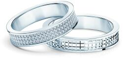 SAVICKI esküvői karikagyűrűk: fehér arany, lapos, 4, 8 mm és 4, 4 mm, gyémántokkal