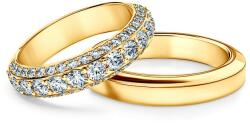 SAVICKI esküvői karikagyűrűk: arany, fazettált, 5, 0 mm és 4, 4 mm, gyémántok