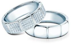 SAVICKI esküvői karikagyűrűk: fehér arany, félköríves, 5, 4 mm, gyémántok