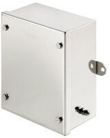  Weidmüller 1058820000 KLIPPON STB 1.1 SS E Klippon STB (Small Terminal Box), Üres ház, Nemesacél házak, Magasság: 150 mm, Szélesség: 120 mm, Mélység: 80 mm, Anyag: Nemesacél 1.4404 (316 L), Elektropol