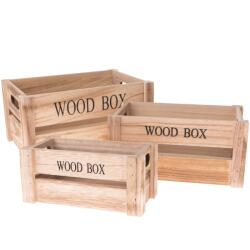 4-Home Set lădițe din lemn Wood Box, 3 buc. , naturală