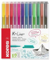 Kores Set 12 finelinere Kores, multicolor, placate cu metal, varf 0.4 mm (28112)