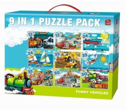 King Puzzle 9 in 1 Funny Vehicules 1, 131 piese (KG05520) Puzzle