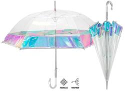 Perletti Umbrela ploaie transparenta baston cu banda irizata (PTT26100)