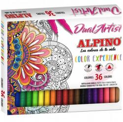 Alpino Carioca cu 2 capete, varf liner 0.7mm/tip pensula, 36 culori/cutie, ALPINO Color Experience (MS-AR000176) - officegarage