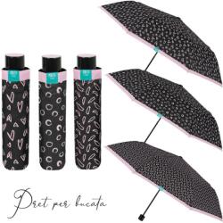 Perletti Mini umbrela ploaie pliabila negru cu roz (PTT26185)