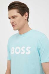 Boss Orange BOSS pamut póló BOSS CASUAL férfi, nyomott mintás - kék S