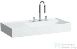 Laufen Kartell By Laufen 90x46 cm-es csiszolt aljú mosdó, bal oldali polccal, 3 csaplyukkal, LCC Active bevonattal, fehér H818339A001581 (H818339A001581)