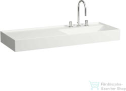 Laufen Kartell By Laufen 120x46 cm-es mosdó, bal oldali polccal, 3 csaplyukkal, LCC Active bevonattal, fehér H813333A001581 (H813333A001581)