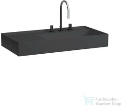 Laufen Kartell By Laufen 90x46 cm-es mosdó, bal oldali polccal, 3 csaplyukkal, graphite matt H8103397581581 (H8103397581581)