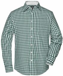 James & Nicholson (Daiber) Férfi kockás ing JN617 - Erdei zöld / fehér | 3XL (1-JN617-1709324)
