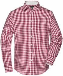 James & Nicholson (Daiber) Férfi kockás ing JN617 - Bordeaux / fehér | XL (1-JN617-1709316)
