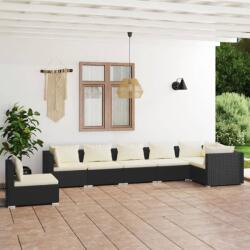 vidaXL Set mobilier de grădină cu perne, 7 piese, negru, poliratan (3102335) - comfy