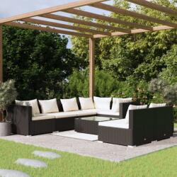 vidaXL Set mobilier de grădină cu perne, 8 piese, negru, poliratan (3102391) - comfy