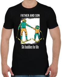 printfashion Síelős apa-fia - Férfi póló - Fekete (13241714)