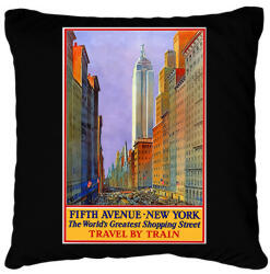printfashion New York 5th Avenue Vintage - Párnahuzat, Díszpárnahuzat - Fekete (13226885)