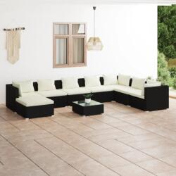 vidaXL Set mobilier de grădină cu perne, 9 piese, negru, poliratan (3101863) - comfy